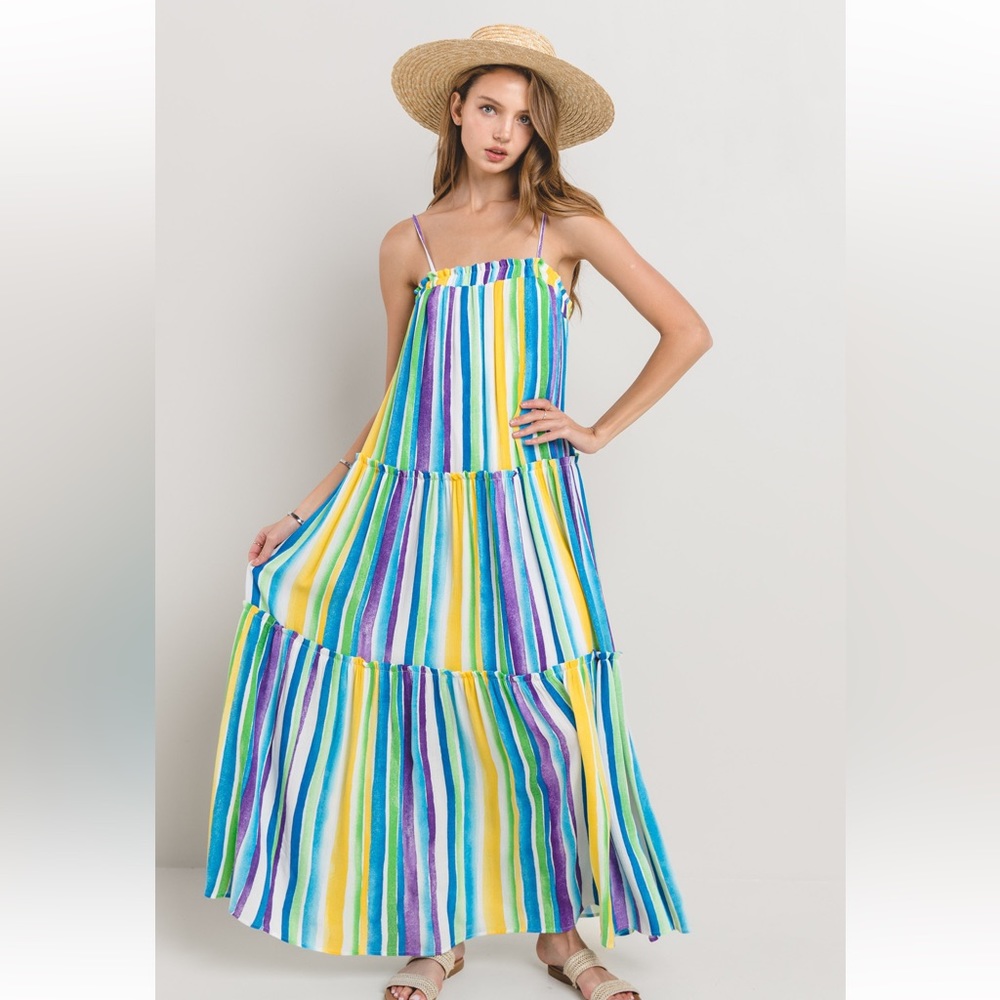 28 Fabulous boho Striped Ruffled Maxi Dress - Picture 4 of 6